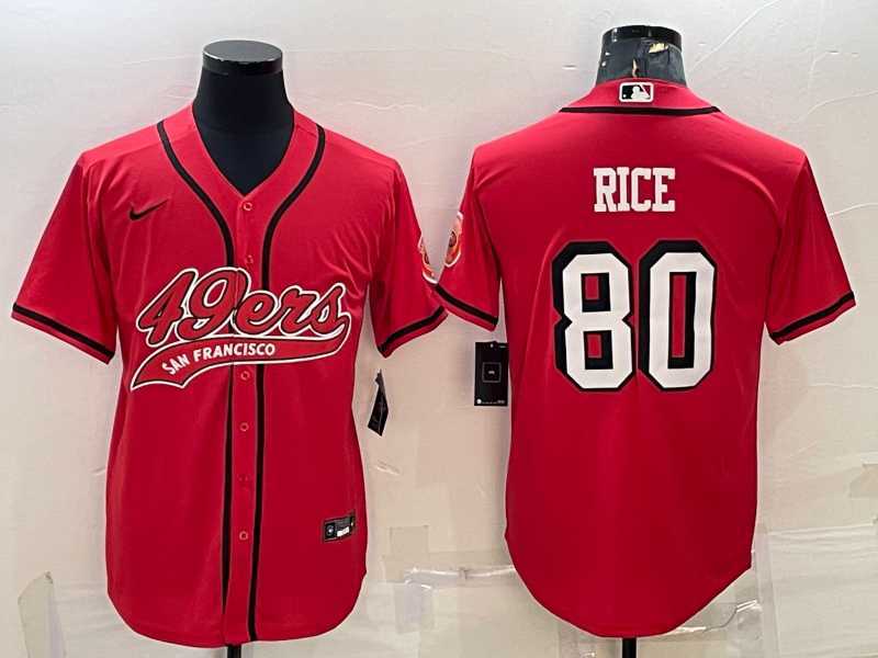 Men%27s San Francisco 49ers #80 Jerry Rice Red Color Rush With Patch Cool Base Stitched Baseball Jersey->san francisco 49ers->NFL Jersey